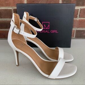 Material Girl Blaire6 white open toe ankle strap  high heel sandals Women's
